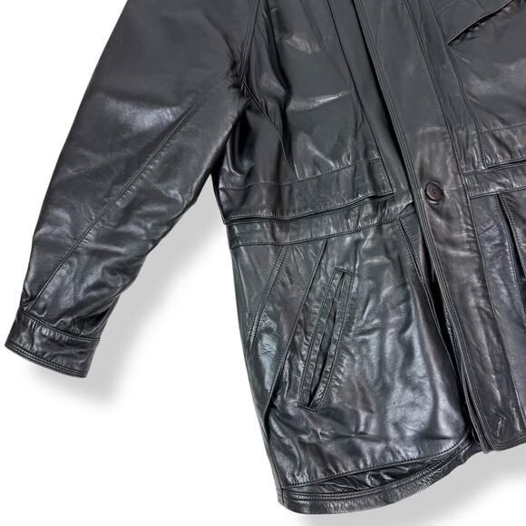 1980's Designer Men's black lamb leather jacket by COLLEZIONESA MAPPE MONDE - Picture 16 of 16